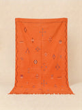 Handwoven Moroccan Sabra Cactus Silk Rug - Vibrant Orange (150x90 cm)