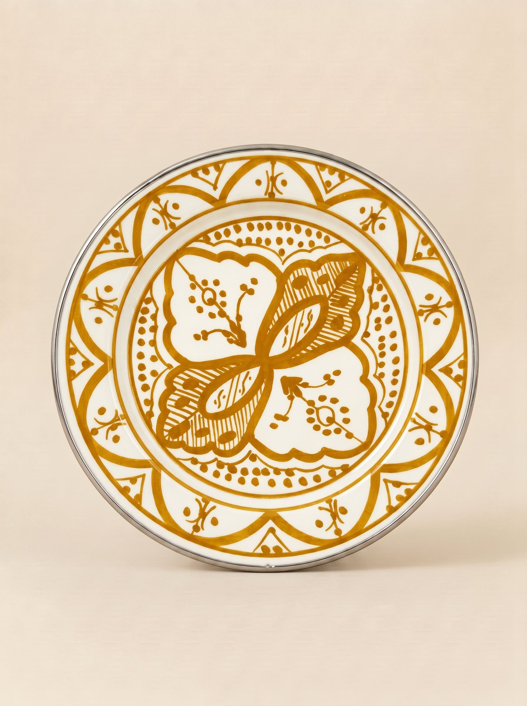 Saffron & Light Orange Moroccan Ceramic Plate - Lainun Pattern III