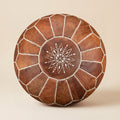 Authentic Moroccan Leather Pouf – Classic Brown
