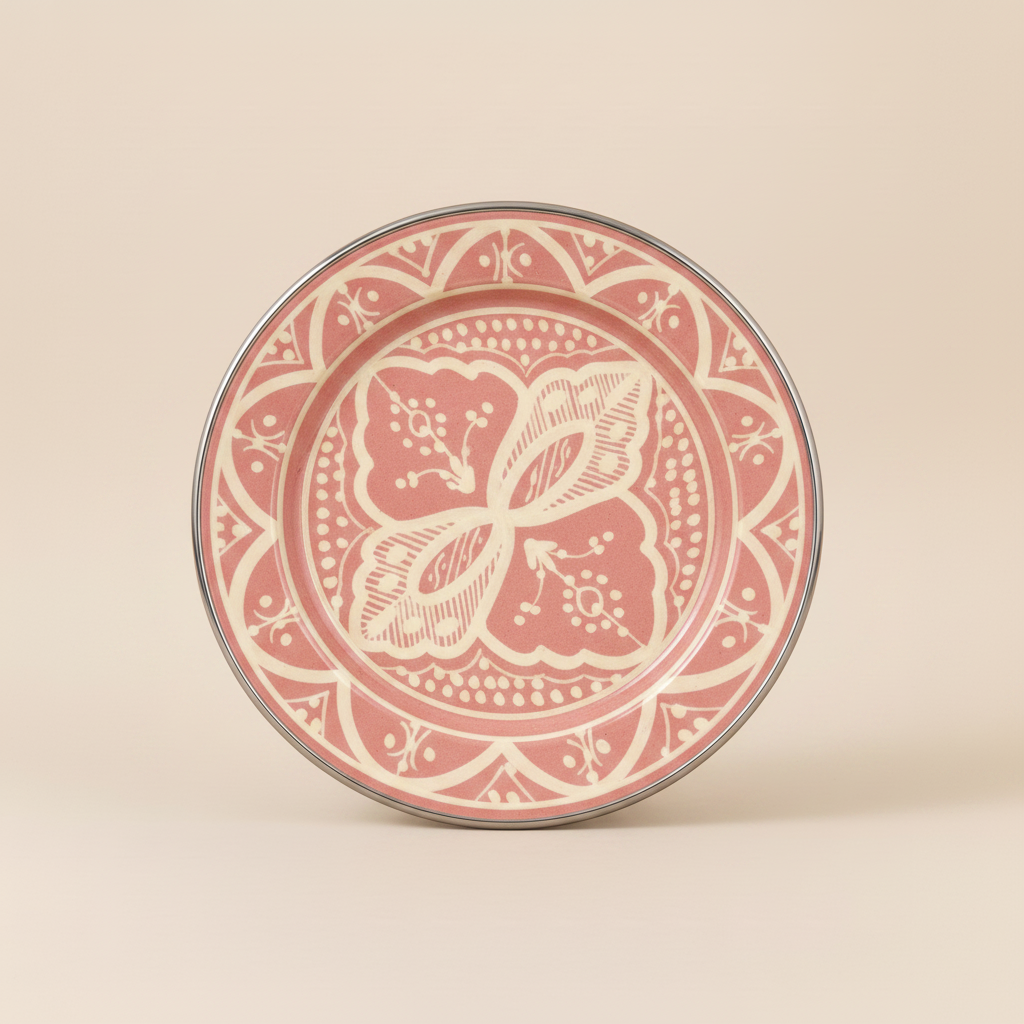 Moroccan ceramic plate desert rose terracotta front view