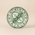 Forest Green and White Moroccan Ceramic Decorative Plate with botanical floral pattern, handmade in Safi